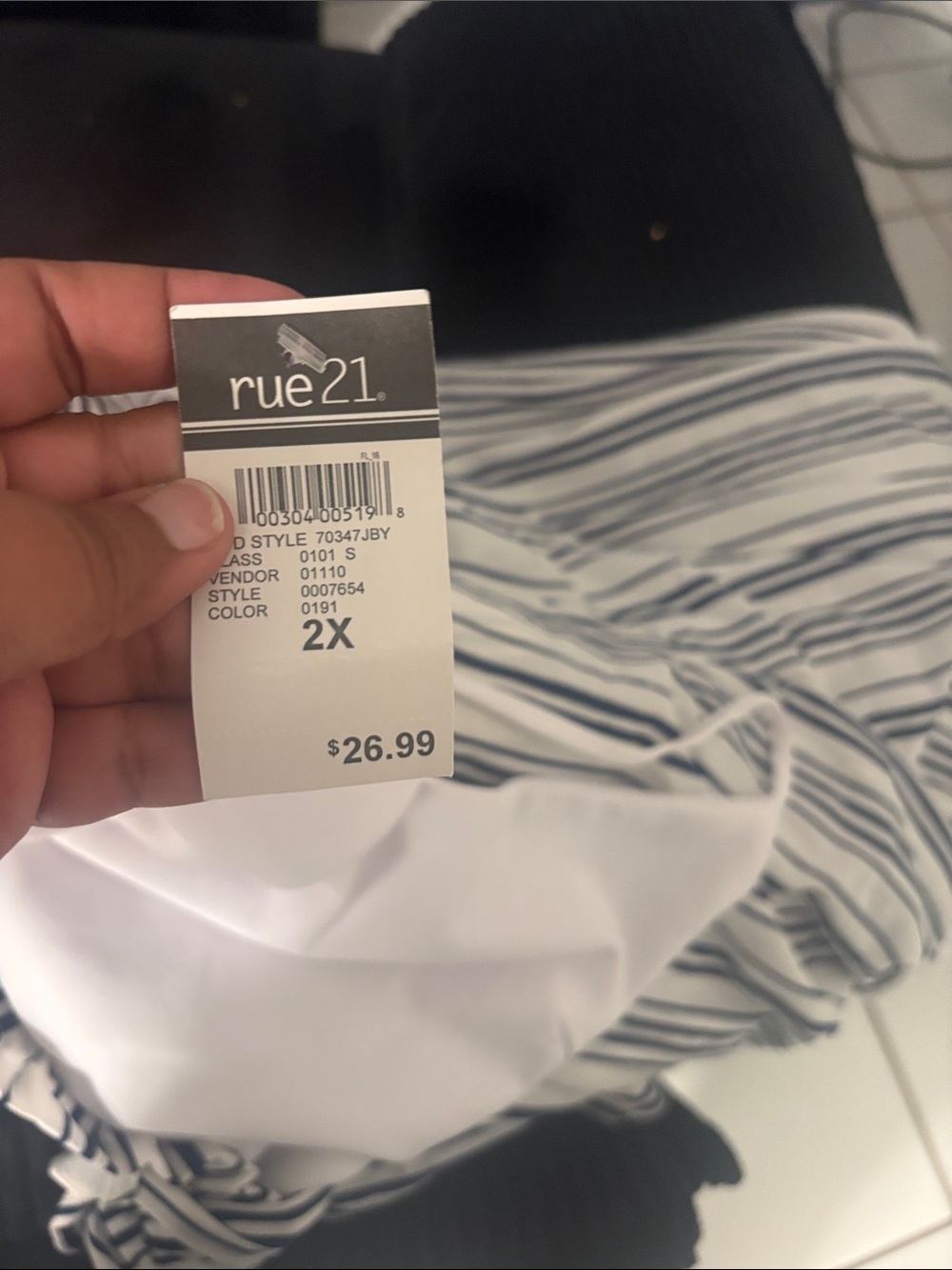 Rue21 White Cami Top with Black and White Striped Wide-Leg Jumpsuit - Picture 5 of 5
